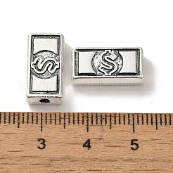 チベット風合金ビーズ  カドミウムフリー＆鉛フリー  長方形  8x16x4mm  穴：2mm  約373個/1000g&nbsp;PALLOY-P302-09A-AS