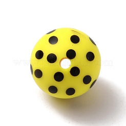 食品グレードの環境に優しいシリコーンビーズ  水玉模様の丸い  きいろ  15mm  穴：2mm&nbsp;SIL-TAC0001-06G
