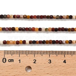 天然石モッカイトビーズ連売り  ファセットテーブルカットキューブ  2.5x2.5x2.5mm  穴：0.8mm  約172個/連  14.96''（38センチメートル）&nbsp;G-B107-C03-01