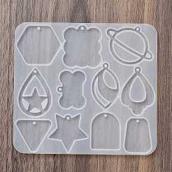 幾何学的なイヤリングペンダント DIY シリコン型  レジン型  UVレジン用  エポキシ樹脂工芸品作り  透明  120x110x4mm  内径：21~36x23~44.5mm  穴：2mm&nbsp;LS-DIY-Q033-01D