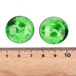 蛍光ガラスカボション  半月と月  暗闇で光るビーズ  ライムグリーン  25x7.5mm&nbsp;GGLA-T004-12E