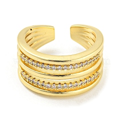 Brass Micro Pave Cubic Zirconia Open Cuff Ring&nbsp;RJEW-C033-08G