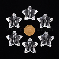 透明なアクリルビーズ  多面カット  スター  透明  27.5x29.5x17.5mm  穴：3mm&nbsp;X-TACR-ZX018-02