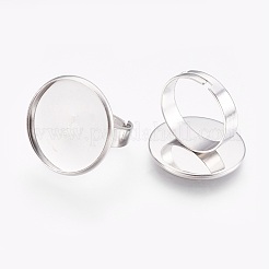 Tarnish Resistant Adjustable 304 Stainless Steel Finger Rings Components&nbsp;STAS-F167-06P