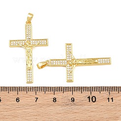 イースター 真鍮製マイクロパヴェ クリアキュービックジルコニアペンダント  十字架のチャーム  18KGP本金メッキ  37x22x2mm  穴：4.5x2mm&nbsp;CU-CBABDE1-03G