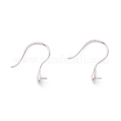 ロジウムメッキ 925 スターリングシルバー ピアスフック  片穴ビーズ  ティアドロップ  プラチナ  16~16.5x3.5mm  21ゲージ  ピン：0.7mmおよび0.6mm（片穴ビード用）&nbsp;STER-P047-01B-P