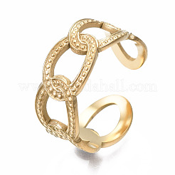 304 Stainless Steel Curb Chain Open Cuff Ring&nbsp;RJEW-T023-21G