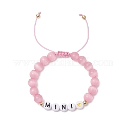 2Pcs Cat Eye Beads Braided Bead Bracelets for Mother and Child&nbsp;BJEW-TA00619