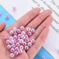 クリアクラックアクリルビーズ  ABカラーメッキ  ラウンド  スミレ  8x7mm  穴：1.8mm  約418個/120g&nbsp;LS-MACR-S373-66-L01