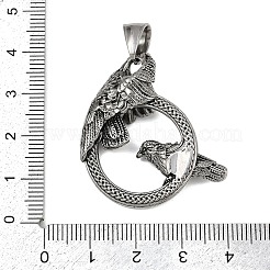 304ステンレスペンダント  カラスチャーム付きリング  アンティークシルバー  36x33.5x8.5mm  穴：7x5mm&nbsp;STAS-V012-03AS