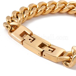 Ion Plating(IP) 304 Stainless Steel Chunky Curb Chains Bracelet for Men Women&nbsp;BJEW-E107-11G-01