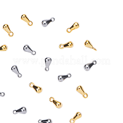 20個2色304ステンレススチールチャーム  アジャスターチェーンティアドロップ  ゴールデン·ステンレス鋼色  6x3mm  穴：1mm  10個/カラー&nbsp;STAS-CJ0001-149