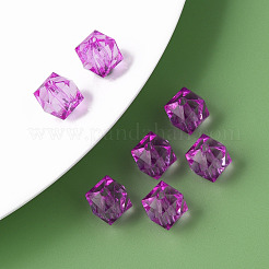 透明なアクリルビーズ  多面カット  キューブ  スミレ  10x11x11mm  穴：2mm  約670個/500g&nbsp;MACR-S373-132-B11