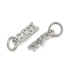 真鍮製チャーム  単語「ジジ」  丸カン付き  カドミウムフリー＆鉛フリー  ラックめっき  長持ちメッキ  プラチナ  10.5x3.5x1mm  穴：3.2mm&nbsp;KK-S527-02P-B