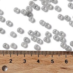 ガラスシードビーズ  セイロン  丸い穴  ラウンド  銀  4x3mm  穴：1.5mm  7500個/ポンド&nbsp;SEED-H002-E-A1420