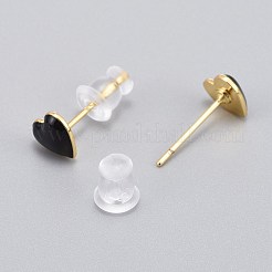 真鍮エナメルスタッドピアス  プラスチック製のピアスキャッチで  長持ちメッキ  ハート  18KGP本金メッキ  ミックスカラー  6x6.5mm  ピン：1mm&nbsp;EJEW-L231-65