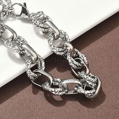 女性用304ステンレススチールローロチェーンブレスレット  ステンレス鋼色  7-1/4インチ（18.3cm）&nbsp;BJEW-S176-01P-B