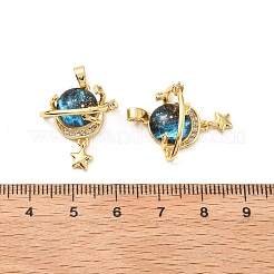 Brass Micro Pave Cubic Zirconia with Glass Pendants&nbsp;KK-G533-21G