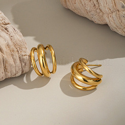 304 Stainless Steel Triple C-Shaped Stud Earrings&nbsp;CL7574
