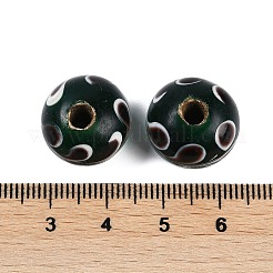 手作りランプワークビーズ  水玉模様のロンデル  グリーン  14~16x10~12.5mm  穴：3~4mm&nbsp;BLOW-D006-06A