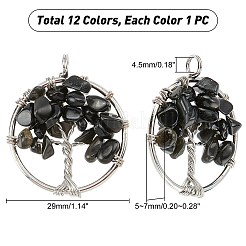 12Pcs 12 Colors Gemstone Pendants&nbsp;G-PH0001-33