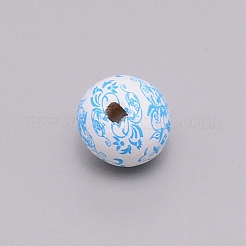Printed Natural Wood Beads&nbsp;WOOD-TAC0007-60A