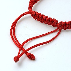 ナイロンDIYのブレスレット作り  真鍮のリング付き  プラチナ  レッド  140~175x4~7.5mm&nbsp;AJEW-C002-10
