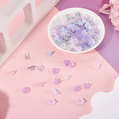 アクリルビーズキャップ  ABカラーメッキ  花  ブルー  11.5~12.5x10.5~12.8x6.5~8.5mm  180pc&nbsp;OACR-TA0014-45A