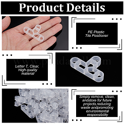 PEプラスチックタイルポジショナー200個  文字t  透明  25x40x6mm  穴：5x7mm&nbsp;KY-UN0001-13