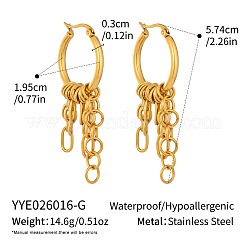 304 Stainless Steel Chain Tassel Hoop Earrings for Women&nbsp;HJ6544-1