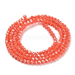 不透明ガラスビーズスタンド  ABカラー  ファセット（32ファセット）  ラウンド  トマト  3.5x3mm  穴：1mm  約163~166個/連  50~51cm&nbsp;EGLA-A035-P3mm-B34