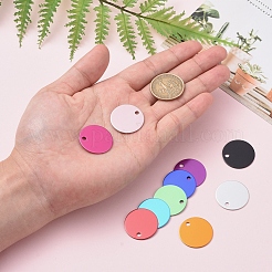 アルミ製ペンダント  空白のタグ  フラットラウンド  ミックスカラー  25x1mm  穴：3mm  1pc /カラー  10色  10個/箱&nbsp;ALUM-CJ0001-03