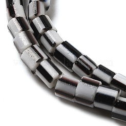 手作りのネパールランプワークビーズ  縞模様の列  ブラック  3~6x2~7mm  穴：1.2~1.8mm  約115~125個/連  20.87~21.65インチ（53~55cm）&nbsp;LAMP-B023-04A-04