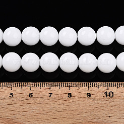 焼き絵用塗料、不透明ガラスビーズ、糸  ラウンド  ホワイト  10mm  穴：1mm  約40個/連  15.16''（38.5センチメートル）&nbsp;GLAA-T032-P10mm-02