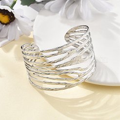女性用304ステンレススチールカフバングル  ステンレス鋼色  1-5/8インチ（4.15cm）  内径：2-3/8インチ（5.95cm）&nbsp;LS-BJEW-M055-01P