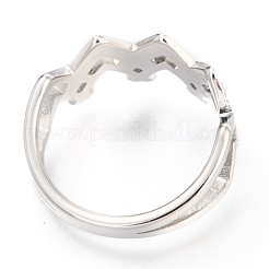 304ステンレススチール指輪  クリスタルラインストーン付き  波  ステンレス鋼色  USサイズ7  内径：17mm&nbsp;RJEW-J071-02P-7