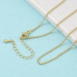 1.5mm真鍮ローロチェーンネックレス  カドミウムフリー＆鉛フリー  長持ちメッキ  ラックめっき  18KGP本金メッキ  17.91インチ（45.5cm）&nbsp;NJEW-P339-06G