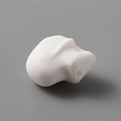 環境にやさしいシリコーンビーズ  スカル  ホワイト  21x16x20mm  穴：2.5mm&nbsp;FIND-WH0044-83B