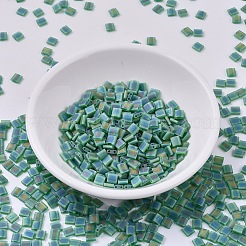 MIYUKIティラビーズ  日本製シードビーズ  2穴  （tl146fr）つや消し透明緑色ab  5x5x1.9mm  穴：0.8mm  約1180個/100g&nbsp;SEED-J020-TL146FR