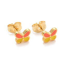 304 Stainless Steel Enamel Stud Earrings&nbsp;EJEW-B009-20G