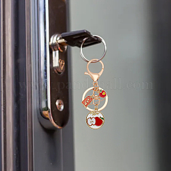 6Pcs 6 Style Fruit Alloy Enamel Pendant Keychain with Lucky Charm&nbsp;KEYC-DR0001-08
