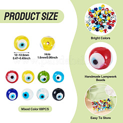 60Pcs Handmade Evil Eye Lampwork Beads&nbsp;LAMP-TA0001-69