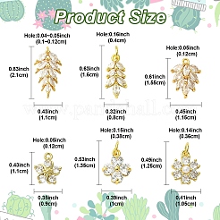 6Pcs 3 Styles Brass Pave Cubic Zirconia Pendants&nbsp;KK-YW0003-80