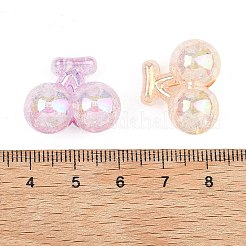 UVメッキ透明クラックルアクリルビーズ  虹色の  ハート  ミックスカラー  18x21.5x11.5mm  穴：2.5mm&nbsp;MACR-K361-51