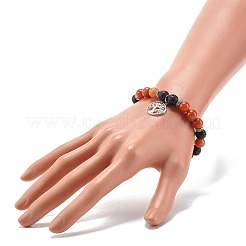 Round Natural Mixed Gemstone Beads Stretch Bracelet&nbsp;BJEW-JB06966