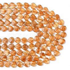 加熱された天然シトリンビーズ連売り  ハート  多面カット  シードビーズで  11.5~12x12~12.5x5mm  穴：1.2mm  約30個/連  14.76''（37.5センチメートル）&nbsp;G-L654-M04-01