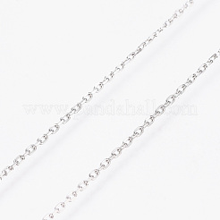 変色しない3.28フィートの304ステンレススチールアズキチェーン  ダイヤモンドカットチェーン  ハンダ付け  多面カット  オーバル  ステンレス鋼色  1.5x1x0.3mm&nbsp;X-CHS-D004-01P