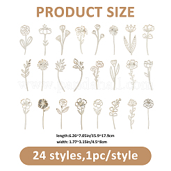 24Pcs 5 Styles Unfinished Wood DIY Flower Decorations for Festival Art&nbsp;WOOD-FH0002-47