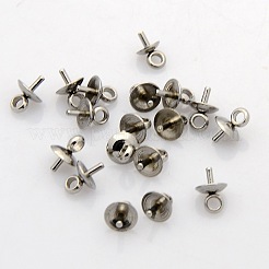 201 Stainless Steel Cup Pearl Peg Bails Pin Pendants&nbsp;STAS-N023-01-5mm