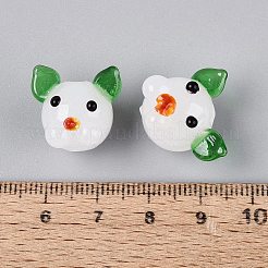 手作りランプワークビーズ  犬  グリーン  16~18x16~22x15~17mm  穴：0.9~2mm&nbsp;LAMP-Q039-11D